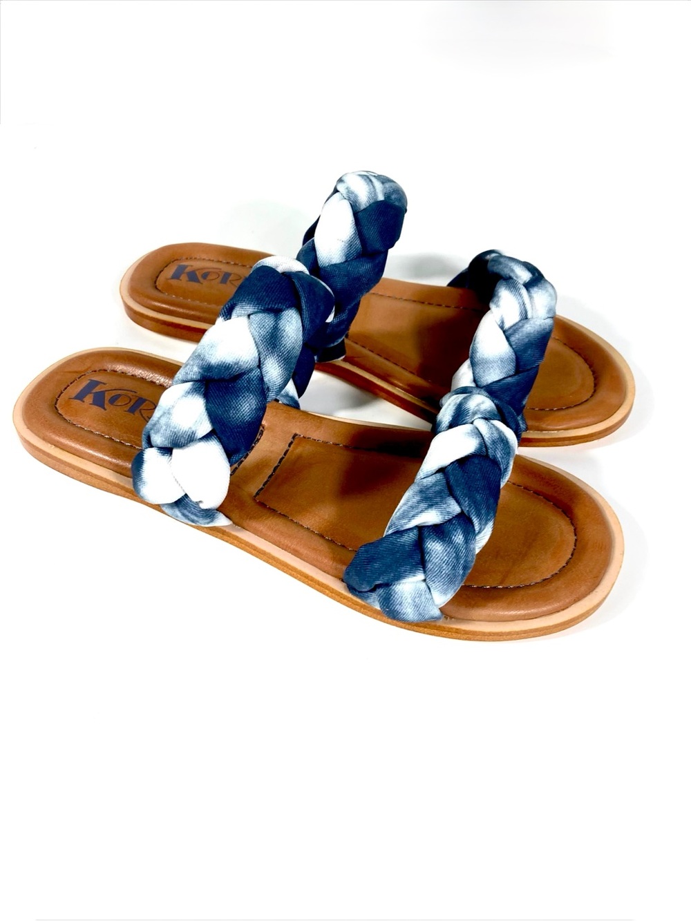 Korks By Kork-Ease Pilar Braided Strap Sandal Blue Tie Dye US 6M Summer Vacation